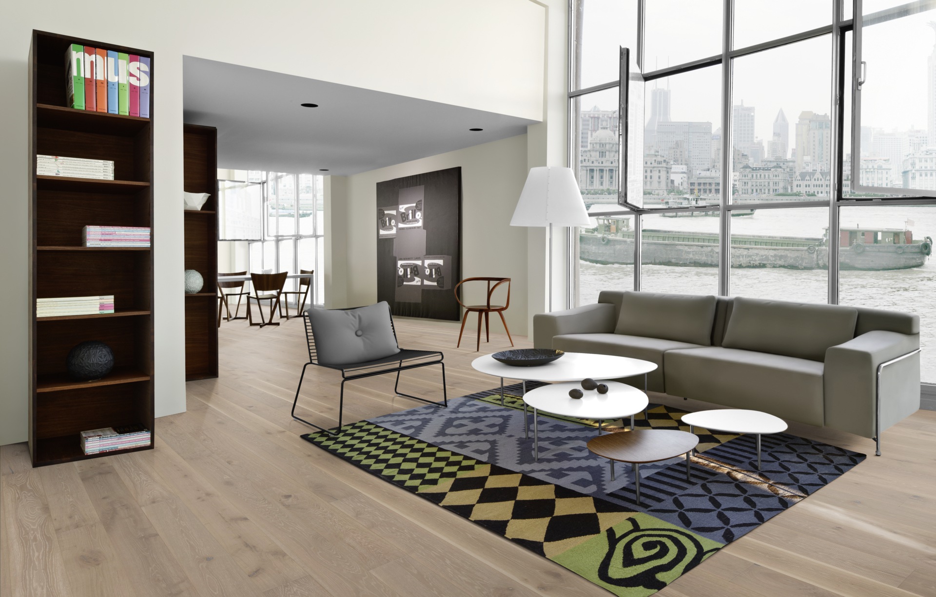 Паркетная доска Kahrs Новая классика Дуб Серый Nouveau Gray 151NAYEKD1KW240 Lively 2420×187×15 фото в интерьере